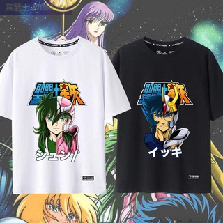 เสื้อยืด Saint Seiya อะนิเมะญี่ปุ่น Second Peripheral แฟชั่นเสื้อผ้าผู้ชายและผู้หญิงแขนสั้นผ้าฝ้ายเสื้อยืดครึ่ง Sleeve