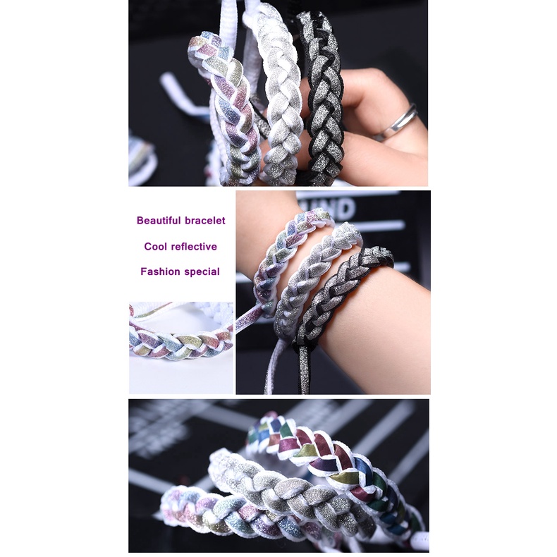 เชือกผูกรองเท้าแบบแบนสะท้อนแสงสีรุ้ง 1 คู่สำหรับรองเท้าผ้าใบ