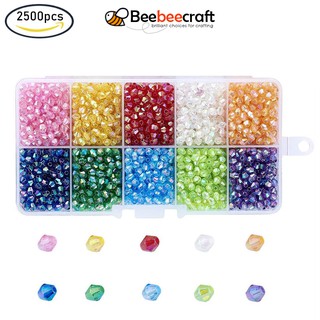 2500pcs 4x4mm 10 Colors Bicone Environmental AB Color Plated Acrylic Beads