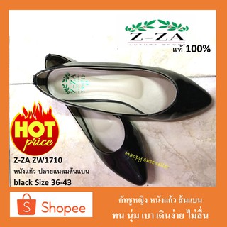 [ลดสุดๆ] รองเท้าคัทชู หญิง Z-ZA ZW1710 หนังแก้ว ปลายแหลมส้นแบน ใส่เรียน ทำงาน  Size 36-43