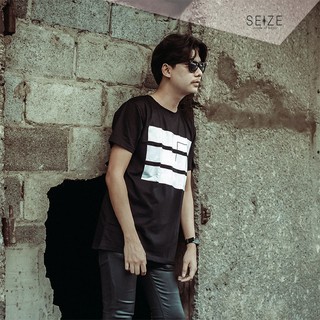 เสื้อยืดแขนสั้นคอกลม UNISEX SEIZE mode of tokyo ST15 Three line ดำ กรมท่า cotton100%