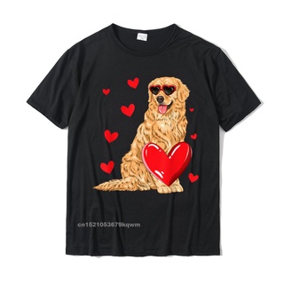 [COD]เสื้อยืดผ้าฝ้าย พิมพ์ลาย Golden Retriever Heart Valentines Day Dog Lover 39;s สําหรับผู้ชายS-5XL