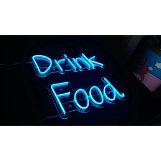 ป้าย Food Drink สูง 15 cm neon flex เลือกสีได้