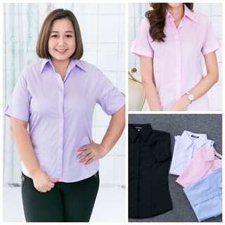 เสื้อเชิ้ตหญิง **แขนสั้น** (6สี ไซส์32-46)
