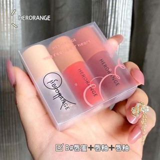 ลิปHERORANGE แบบใหม่ล่าสุด แท่งสั่น มีลิปกลอสกากเพชรวิ้งๆ