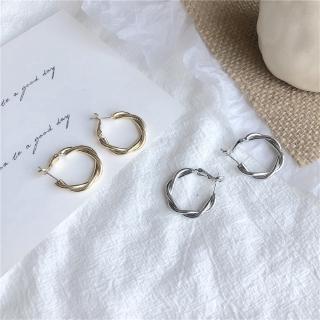 Women 925 Silver Needle Earring,Minimalism Luxury Jewelry,Fashion Ring Braid Twist Ear Hoop