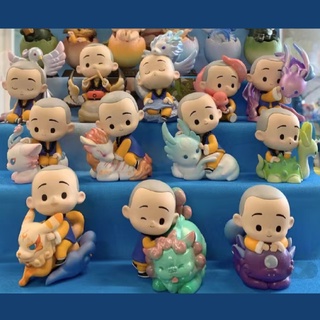 【ของแท้】POPMART Yichan Little Monk Chan Yu Mountain Sea Series ชุดกล่องสุ่ม ตุ๊กตาฟิกเกอร์ 12 แบบ