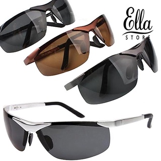 Ellastore123 แว่นตากันแดด เลนส์โพลาไรซ์ กรอบโลหะ แฟชั่นสําหรับผู้ชาย