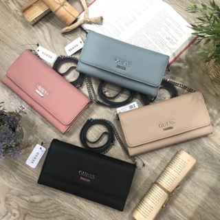 💯 NEW ARRIVAL! GUESS FACTORY WOMENS LONG WALLET WITH CHAIN 2018🍭