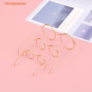 [risingmeup] ใหม่ กรอบแว่นตา ทรงกลม ไร้เลนส์ สีทอง แฟชั่น สําหรับตุ๊กตา 10 ชิ้น