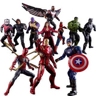 โมเดลตุ๊กตา Marvel Avengers Alliance Spider-Man Iron Man Captain America Thanos ของเล่นสําหรับเด็ก