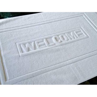 ผ้าเช็ดเท้า พรมเช็ดเท้า เกรดโรงแรม Cotton100% ลายเรียบ ลาย Welcome 17x29 นิ้ว (8 ปอนด์) เกรดโรงแรม