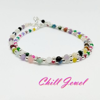 สร้อยข้อมือพลอยแท้ Multi gemstones bracelet 2-3mm