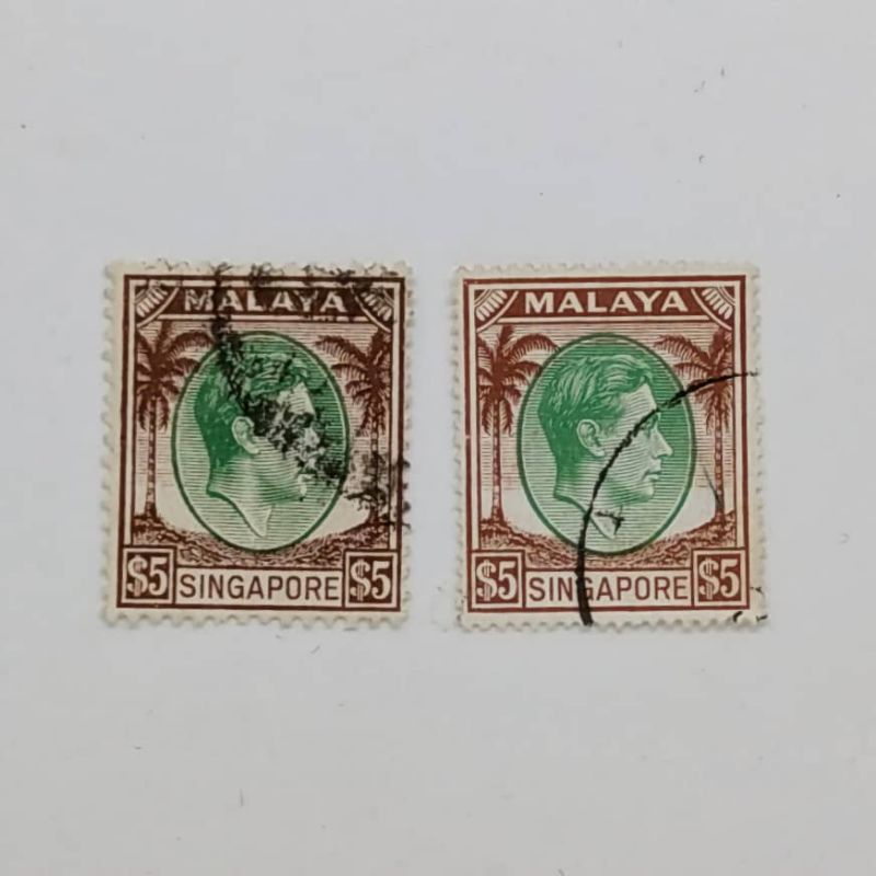 G599 Malaya $5 1948 & 1952 SG20 & SG22 2v แสตมป์มือสอง