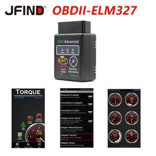 Obd ELM327 เครื่องสแกนเนอร์วินิจฉัยรถยนต์ บลูทูธ OBD2 OBD Android Torque Pro Free Download ELM 327 V1.5 ECU ELM327 V2.1