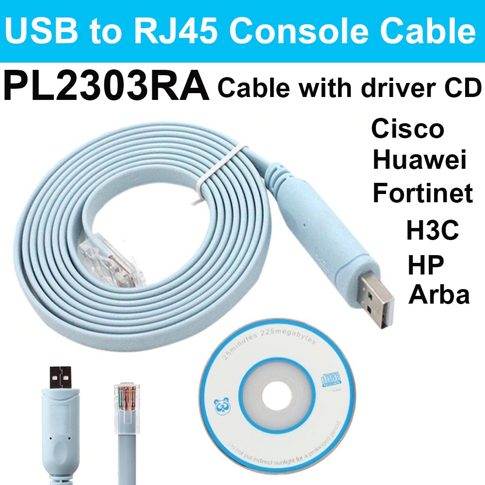 สาย Prolific PL2303 (PL2303RA) USB to RJ45 console cable for Cisco H3C HP Arba Huawei Fortinet confi