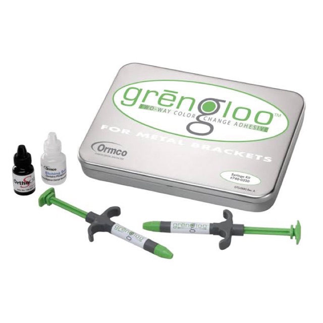 Grenglue Ormco two-way color change adhesive for metal bracket syringe kit
