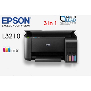 ปริ้นท์เตอร์ Epson EcoTank L3210 All-in-One Ink Tank Printer (หมึกพรีเมี่ยม) พร้อมหมึกพรีเมี่ยม สีละ1ขวด