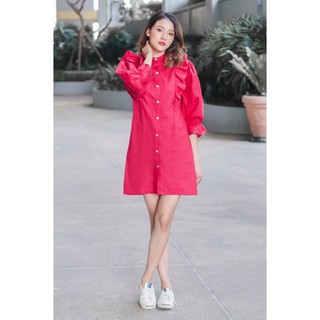 Ellyy d. dress  เดรสผ้าคอจีนเอลลี่แขนดึงยาง