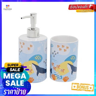 กระปุกห้องน้ำเซรามิก MOYA CE2813AA-2 ทะเล WHALECERAMIC SOAP DISPENSER SET MOYA CE2813AA-2 SEA WHALE