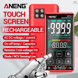 [T&amp;H] Aneng มัลติมิเตอร์ดิจิทัล หน้าจอสัมผัส 621A 9999 เคาท์ ช่วงอัตโนมัติ แบบพกพา ชาร์จได้ NCV โวลต์มิเตอร์ แอมมิเตอร์