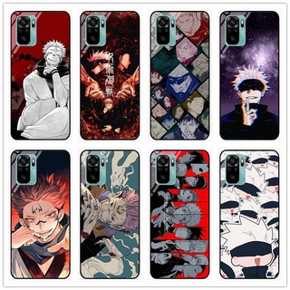 เคสโทรศัพท์มือถือกระจกนิรภัย แบบแข็ง กันกระแทก พิมพ์ลายอนิเมะ Jujutsu Kaisen Yuji Itadori Gojo Satoru สําหรับ Redmi note 10 4g Redmi note 10 pro 4g