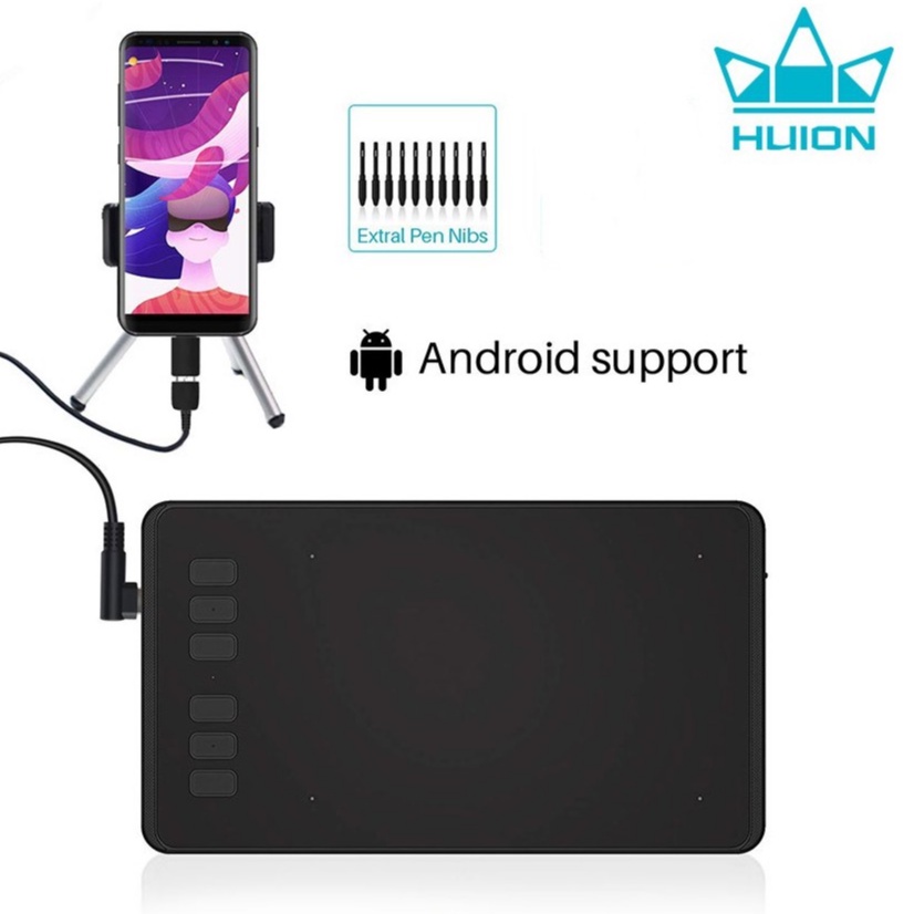 แท็บเล็ตกราฟิก Huion Inspiroy H640P พร้อมปากกาไร้สาย 8192 ระดับ และปุ่มลัด 6 ปุ่ม