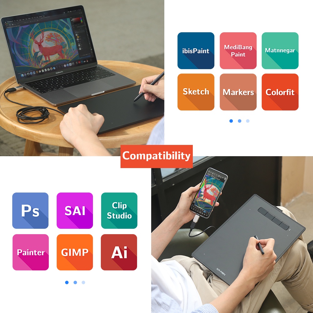 XPPen Star G960S แท็บเล็ตวาดภาพกราฟิก ปากกาดิจิทัล รองรับอุปกรณ์ Android รองรับ Tlit  & 8192 ปากกา