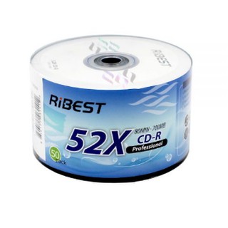 แผ่นซีดีบันทึกข้อมูล​ CD-R Ribest 700MB 52X บรรจุ​ 50​ แผ่น