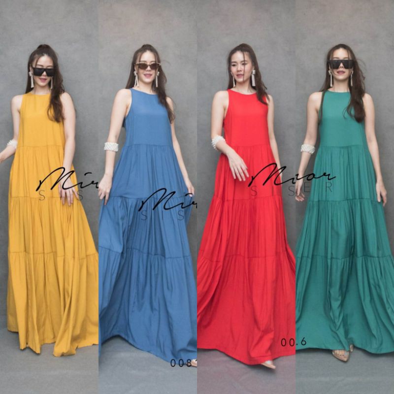 🏷️Mirrorsister #00818.6 Maxidressตัวยาว เดรสแขนกุด ตัวยาว ชุดไปเที่ยว ชุดไปทะเล