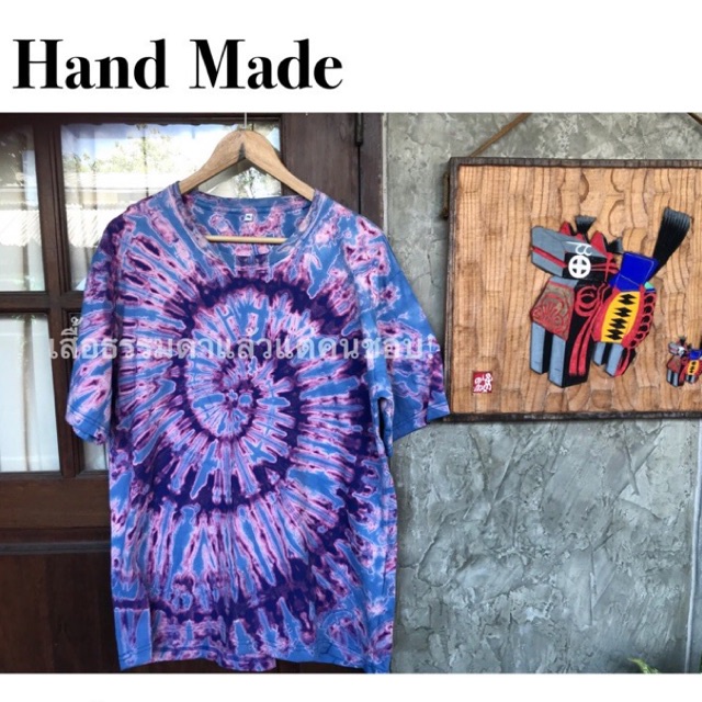 เสื้อมัดย้อม สีไม่ตก! มีSize L-5XL งาน hand made ทำเองทุกตัว cotton 100%