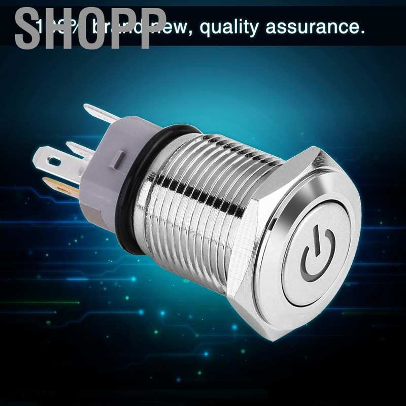 SHOPP 16mm 12V Car Blue LED Metal Push Button Toggle Socket Plug For ...