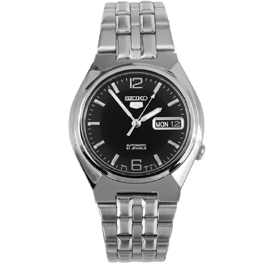 SEIKO 5 Automatic นาฬิกาข้อมือผู้ชาย สายสแตนเลสสีเงิน/สีดำ รุ่น SNKL61K1