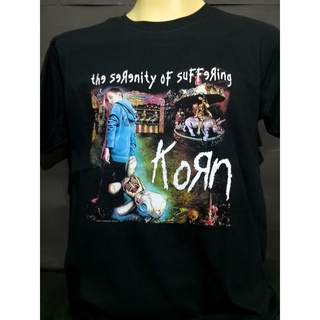 เสื้อยืดแฟชั่น เสื้อวงนำเข้า Korn The Serenity of Suffering Nu Metal Limp Bizkit Papa Roach P.O.D. Linkin Park Style Vin