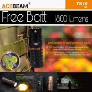 ไฟฉายแรงสูง Acebeam Tk16 Aluminium (1800lumens) ***Free batt 16340***