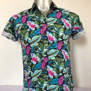 เสื้อฮาวาย hawaii shirt ลาย vivid leaves  3 สี