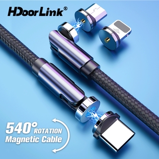 Hdoorlink สายชาร์จ Micro Usb Type C สายชาร์จเร็ว แบบแม่เหล็ก หมุนได้ 540 องศา สําหรับ Samsung Android