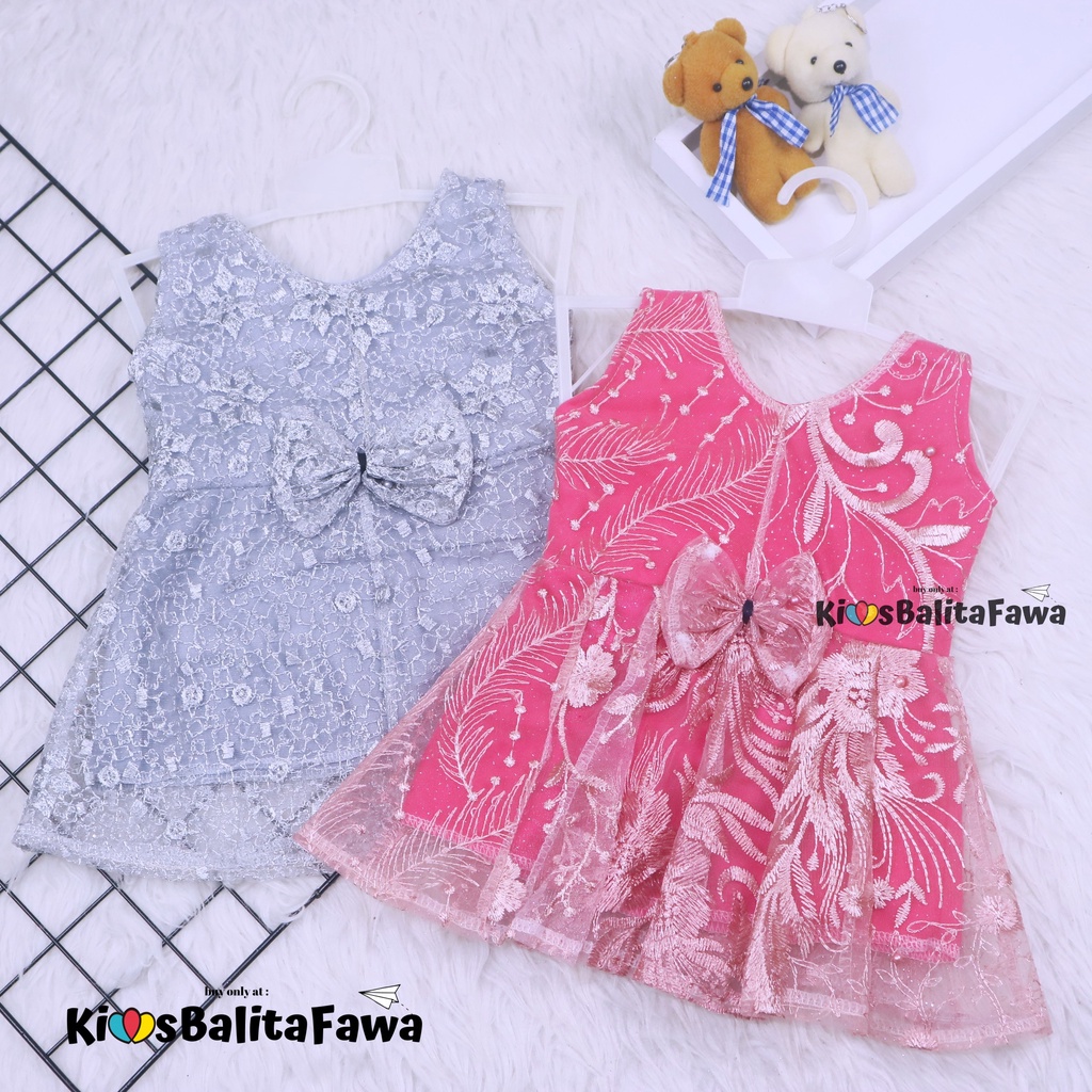 (สี CHOOSE) Kiira Dress Size Baby - 8 Years / Eid Party Dress Girls Brocade Dress นําเข้า Christmas 