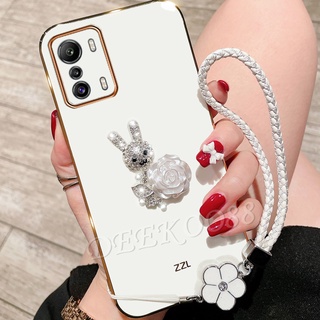 เคสโทรศัพท์มือถือนิ่ม Infinix Zero 5G X Neo Pro Smart 6 HD NFC 4G Handphone Casing Lovely Cute 3D Rabbit Phone Case with Rope Strap Protection Back Cover Girls White Softcase ZeroX XNEO XPro Smart6 6HD