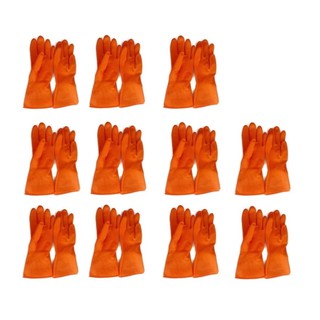 papamami Eagle One Orange Rubber Gloves ถุงมือยาง Size M 11คู่ (สีส้ม)