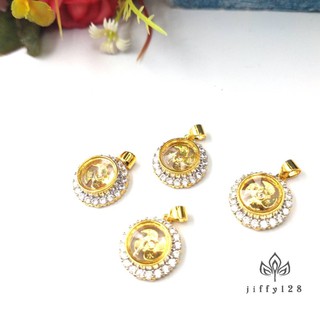 jewelryshop365 K417 จี้กังหันแชกงหมิวใบพัดหมุนได้ ล้อมเพชร ทรงกลม