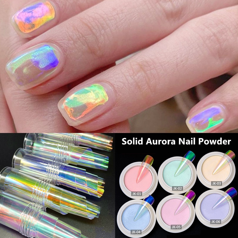1 Box Aurora Nails Foil Film Sticker Cellophane Paper Korean Nail Glass Foils Trend Design Ice Cube Manicure Nail Diy De 259