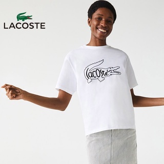 เสื้อยืดผ้าฝ้ายพิมพ์ลายขายดี Lacoste ใหม่เสื้อยืดลําลองแฟชั่นสําหรับสตรีแขนสั้นคอกลมลายหนังจระเข้เหมาะกับการเล่นกีฬา| Tf