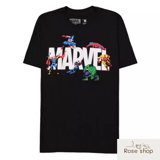 เสื้อยืดมาร์เวล Marvel การ์ตูนลิขสิทธิ์แท้ สีดำ