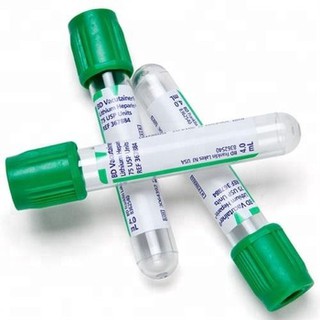 หลอดเก็บเลือด Heparin Blood (ฝาเขียว)  (100 หลอด/ชุด)