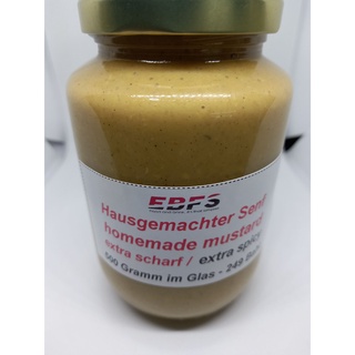 Hausgemachter Senf extra scharf 500 Gramm im Glass/ homemade mustard extra spicy 500 gran in a jar