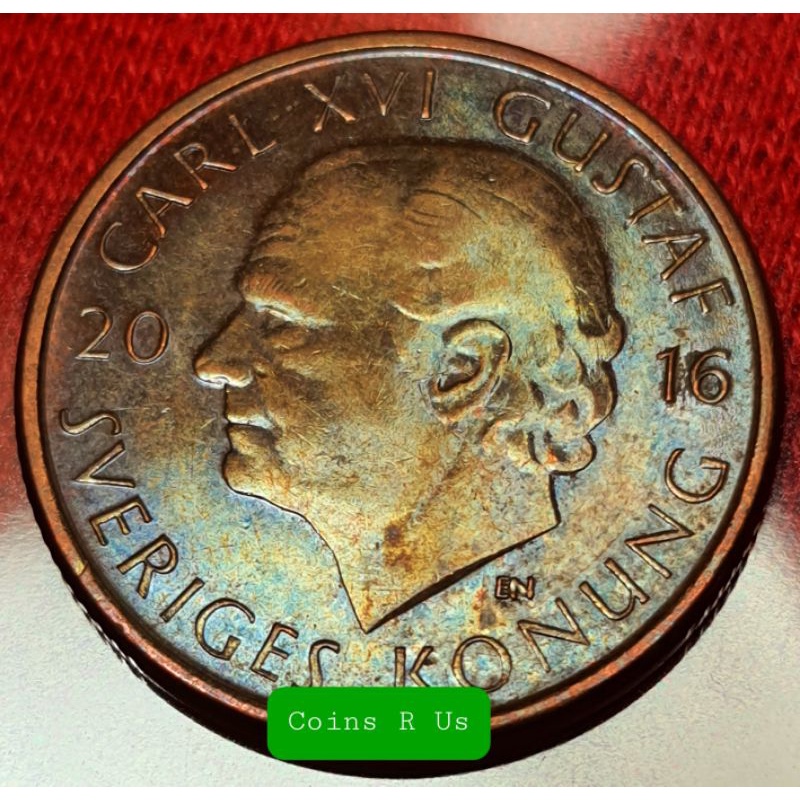 เหรียญต่างประเทศ สวีเดน ปี 2016  ชนิด 2 Kronor ขนาด 22.5 มม.  ผ่านใช้สวยงามตามภาพน่าสะสม