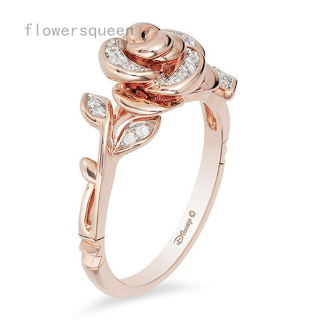 flowersqueen Fashion Rose Crystal Jewelry Ring for Women Silver Rose Gold Two Color Mixed Wedding Rings