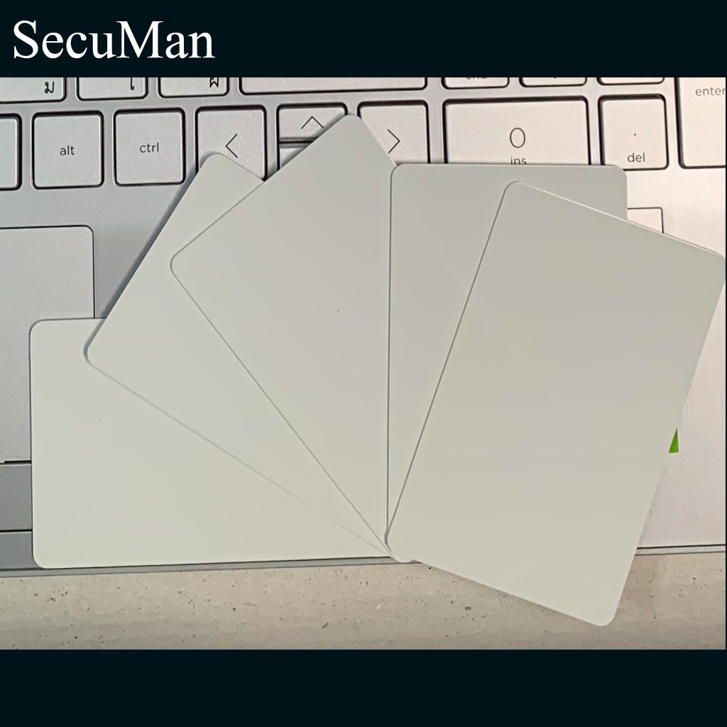 บัตรคีย์การ์ด แบบบาง 0.8mm เรียงเลข(Mifare Card 13.56 MHz) ออกเหลือง