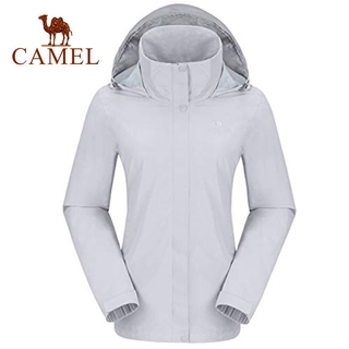 CAMEL เสื้อแจ็คเก็ตกันฝนมีฮู้ดกันน้ําน้ําหนักเบาสําหรับผู้หญิง